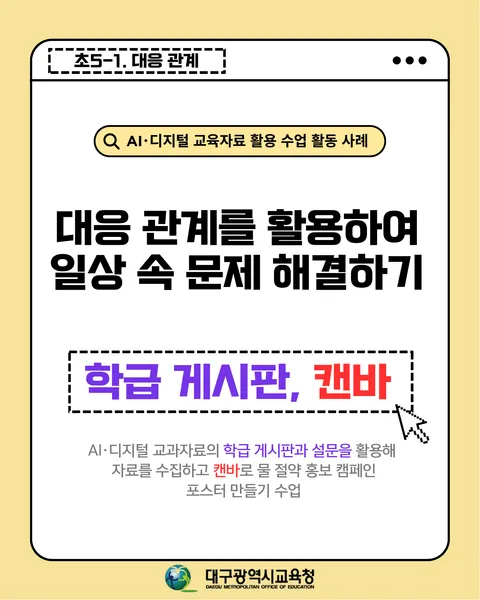 대응관계를 활용하여 생활 속 문제 해결하기 카드뉴스 1면