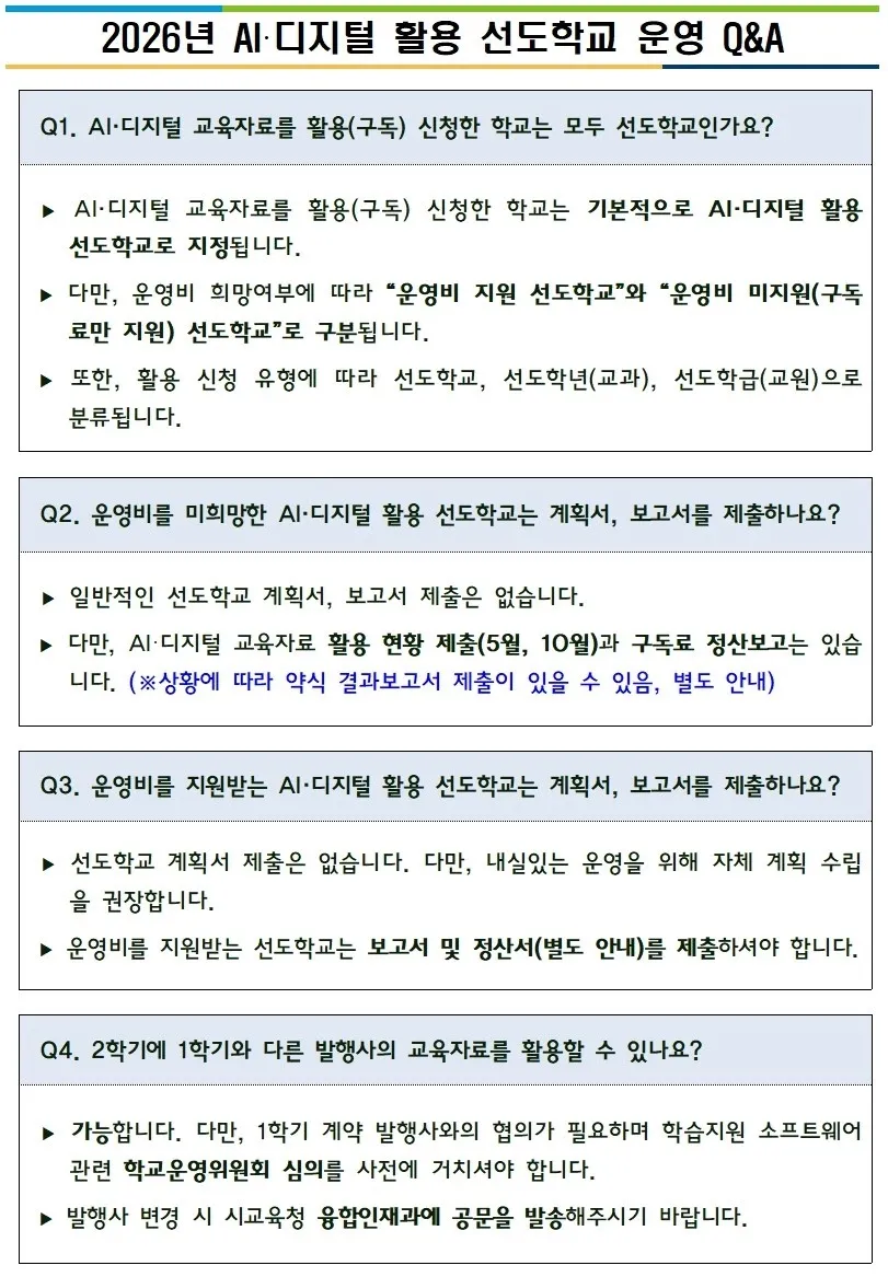 3. 2026년 AI·디지털 활용 선도학교 운영 Q&A 문서 1쪽