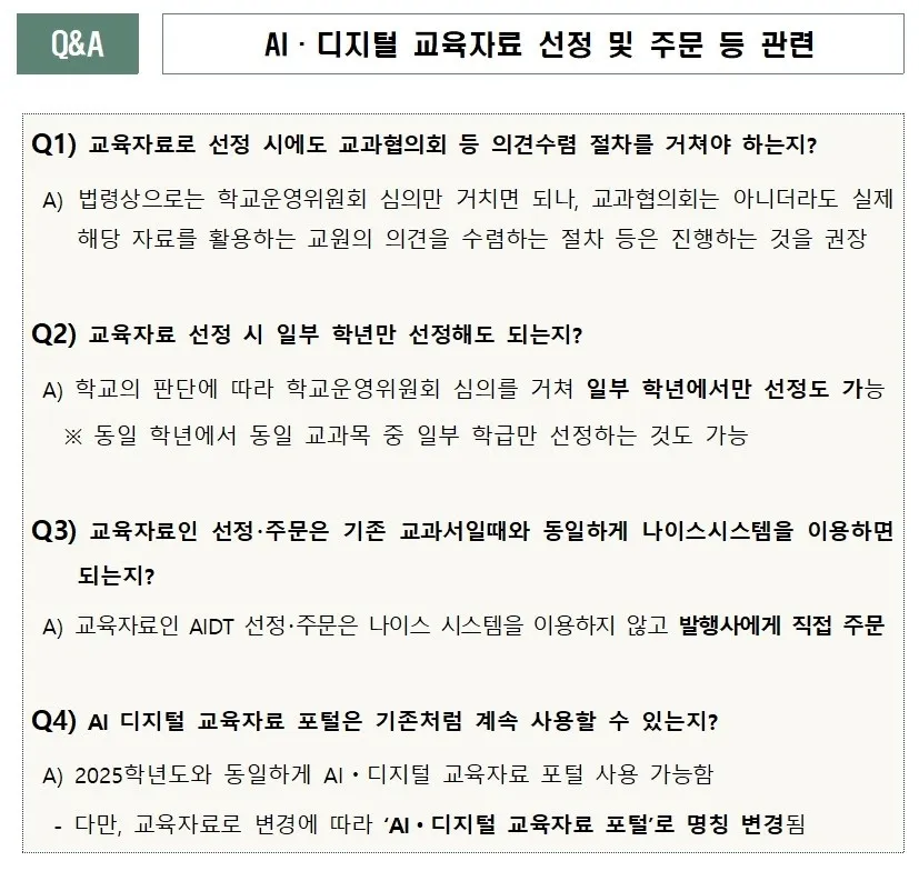 1. AI·디지털 교육자료 선정 및 주문 등 관련 문서 1쪽
