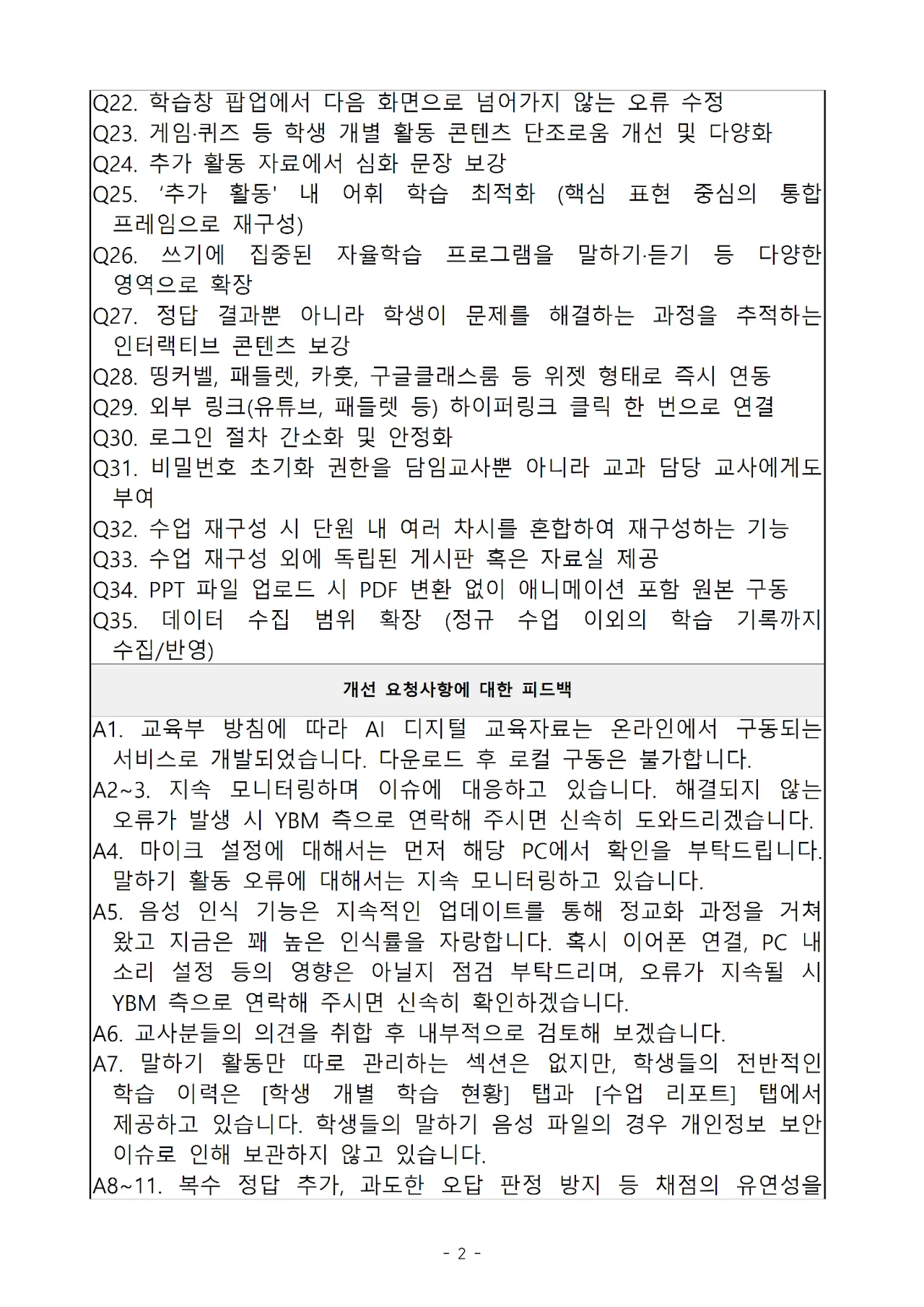 '와이비엠' 중등·고등 영어 문서 2쪽